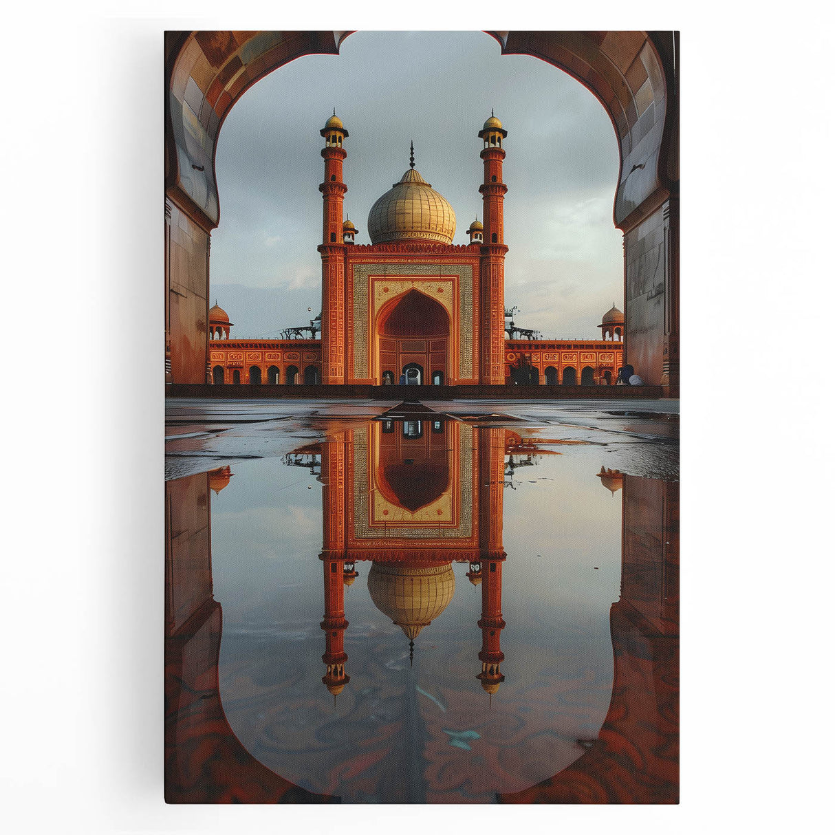 Black and white photograph of a busy Pakistani street scene on large stretched canvas, suited for kitchen art.