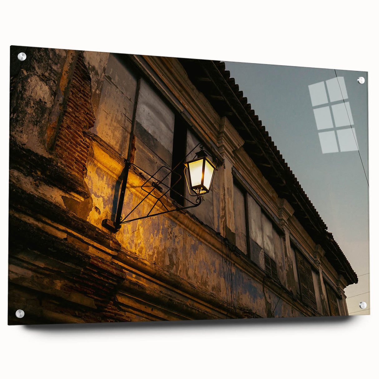 Acrylic print of a Philippine landscape in muted earth tones, suitable for dining room decor.