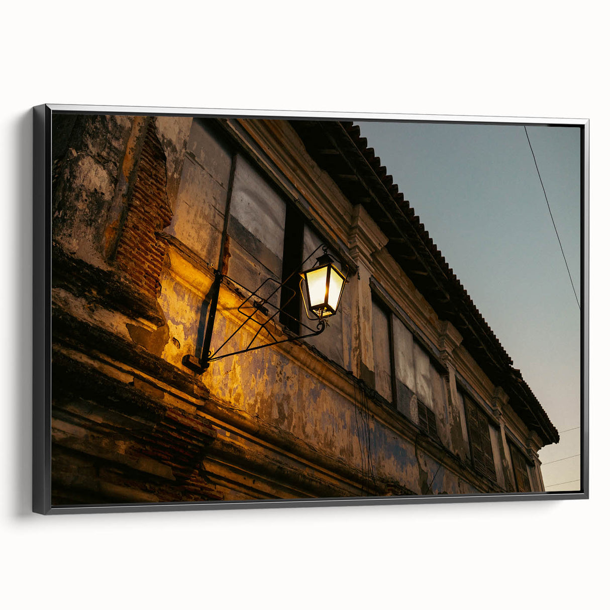 Black and white framed canvas of a vintage Philippine landscape, ideal for bedroom wall art.