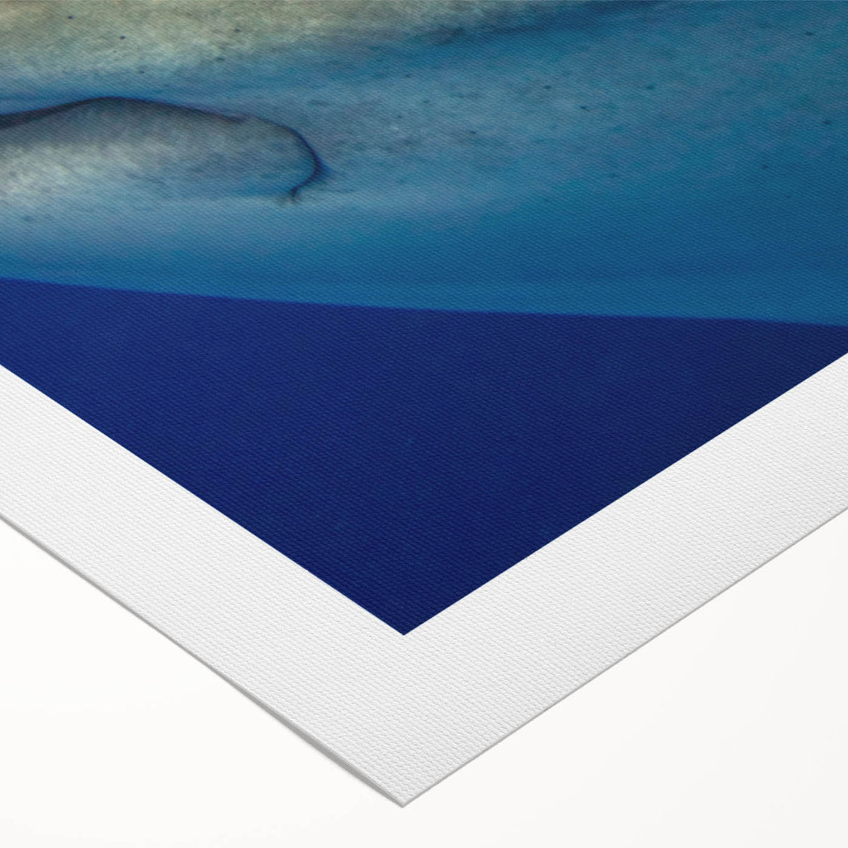 Art deco poster of a serene Sri Lankan landscape, featuring subtle green and blue tones on rolled canvas.