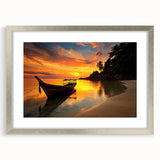 Textured art depicting an abstract Thai scenery in muted earth tones on a silver-framed mat, ideal for bedroom ambiance.