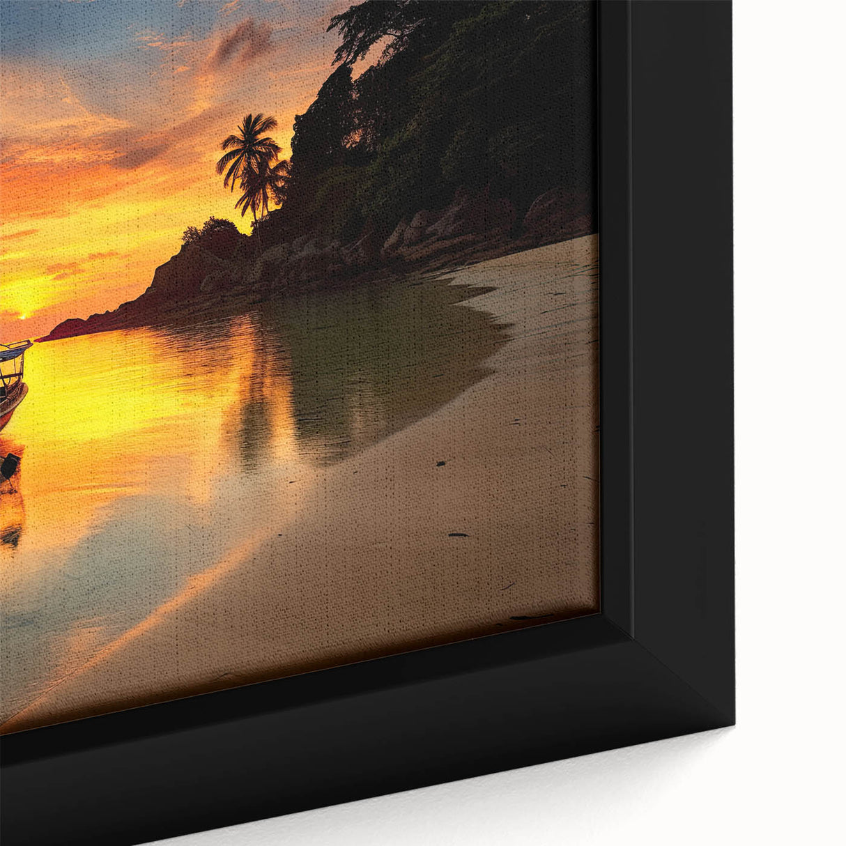 Black wall art featuring a textured, colorful abstract design on a framed canvas, ideal for living room decor.