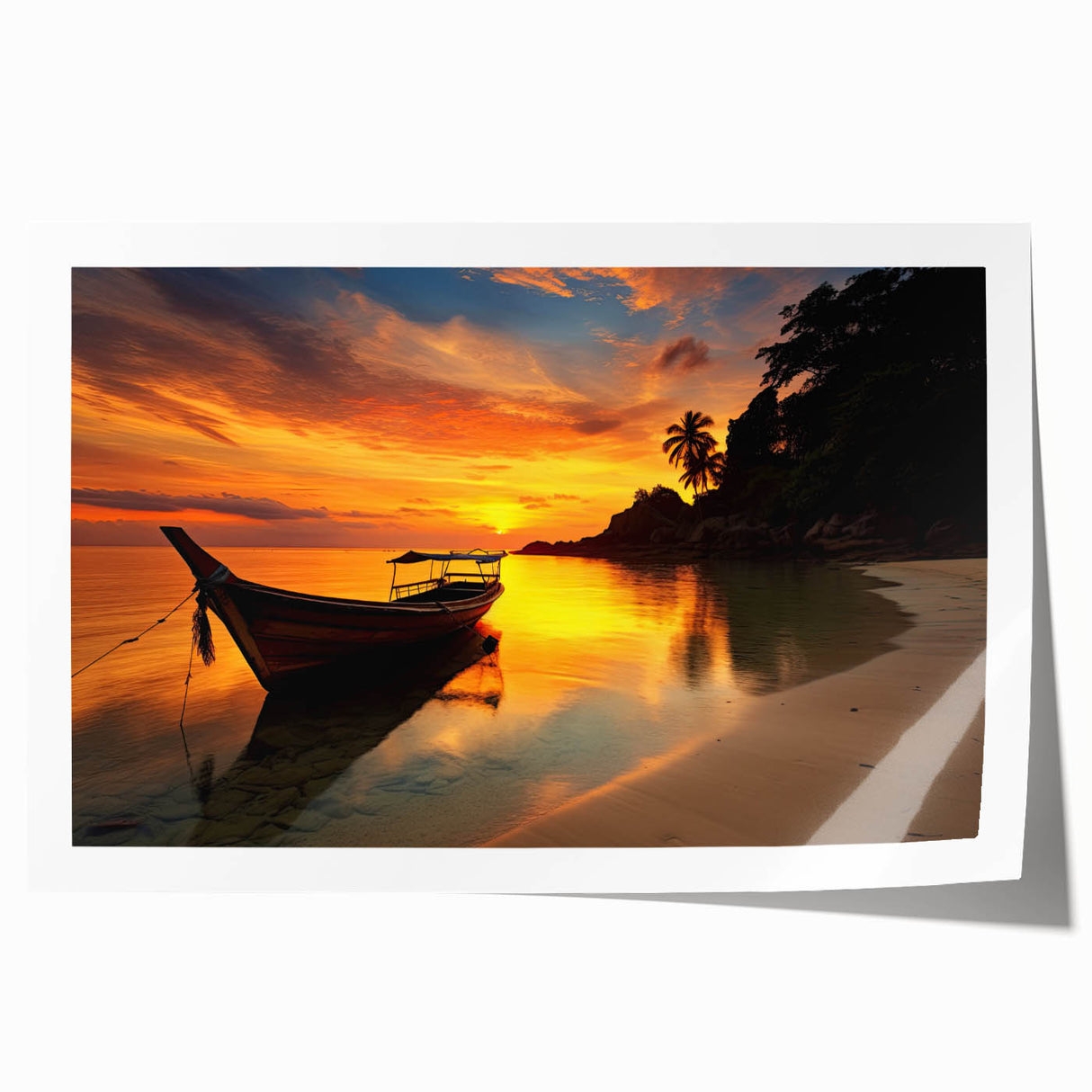 Extra large rolled print of a serene Thai landscape with lush greenery and floral elements, ideal for dining room decor.