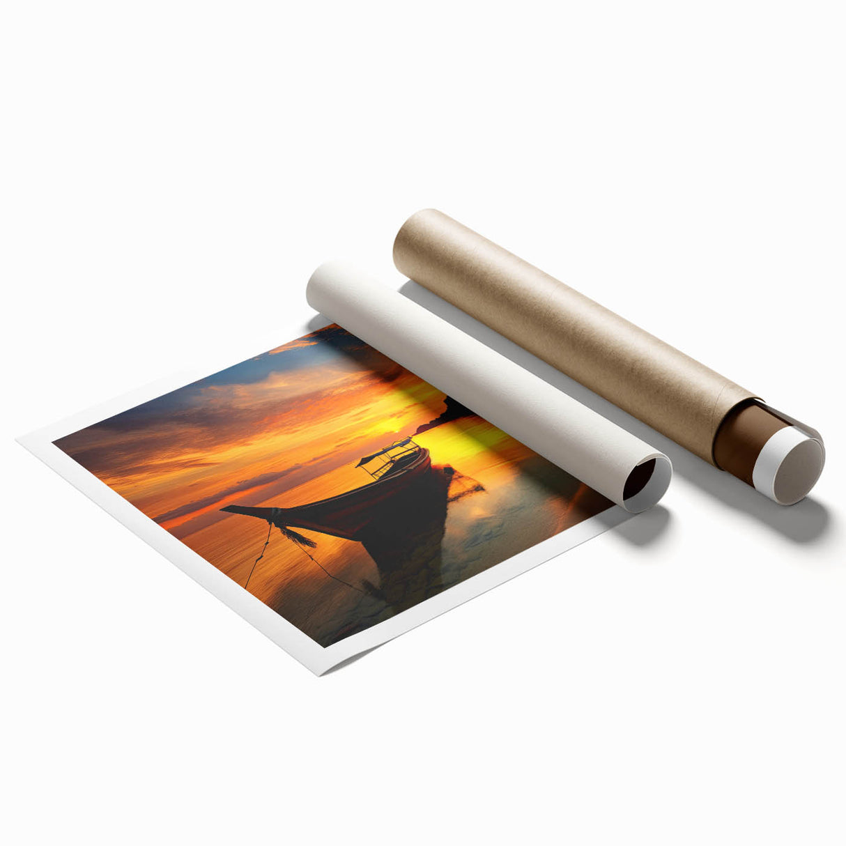 Extra large rolled print of a serene Thai landscape in muted greens and blues, ideal for classy bathroom wall art.