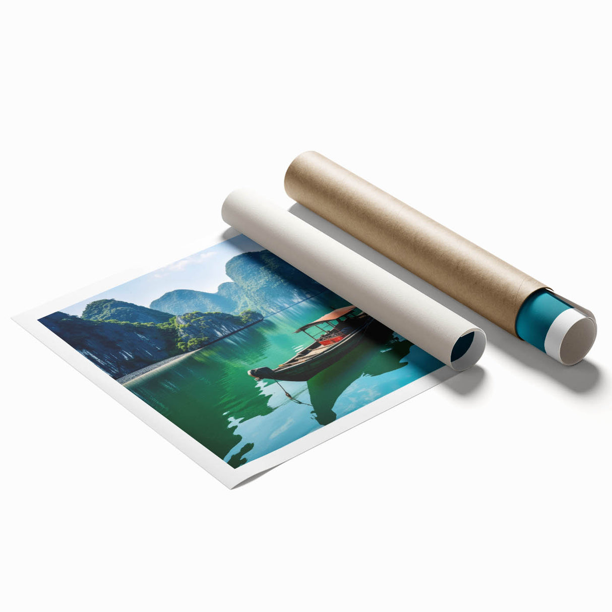 Extra large rolled print featuring a scenic Vietnamese landscape with lush greenery and floral elements.