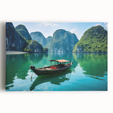 Black and white stretched canvas of a Vietnamese landscape, ideal for kitchen wall art.