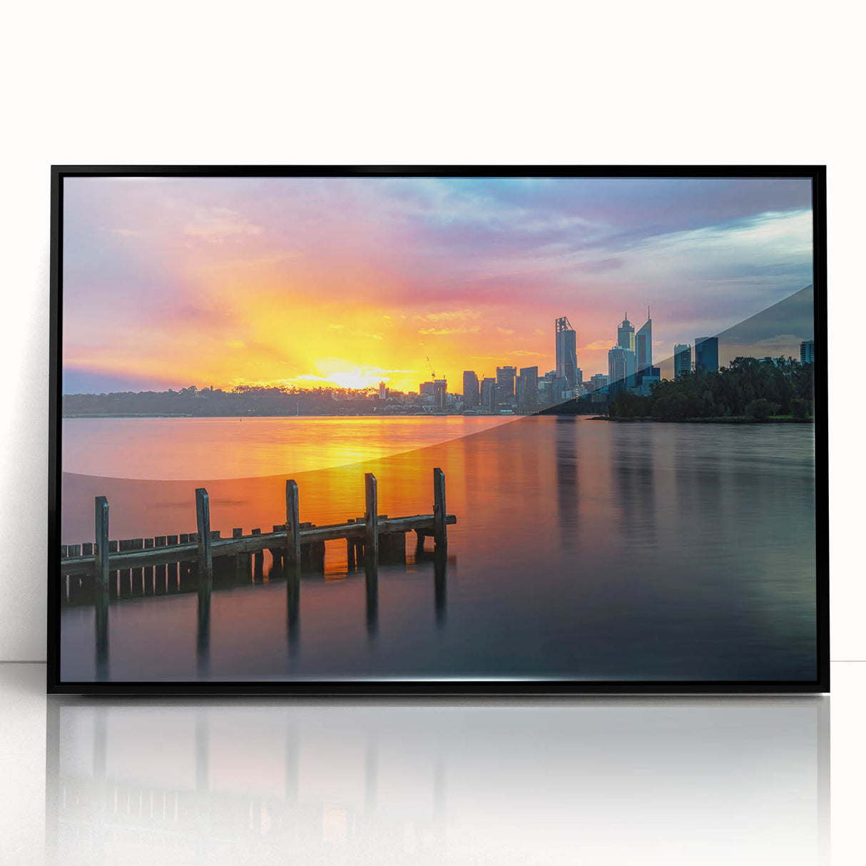 Large abstract wall art of Perth scenery in muted earth tones on a framed acrylic, suitable for modern art wall decor.