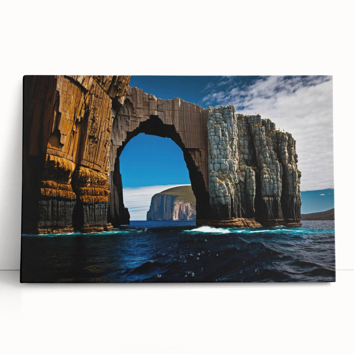 Black and white photo of Tasmania scenery on large stretched canvas, ideal for kitchen wall art.