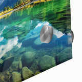 Large abstract depiction of Alberta, Canada in muted earth tones on acrylic glass, suitable for dining room art.