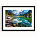 Extra large, textured abstract art print of vibrant Canadian scenery on a framed canvas, ideal for living room decor.