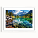 Abstract art print of Alberta's scenery in muted earth tones on a framed white mat, ideal for dining room decor.