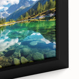 Framed canvas depicting a textured scene of Alberta, Canada in black with vibrant, colorful art accents.