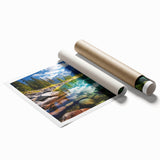Extra large rolled print depicting Alberta scenery with vivid green and blue tones.