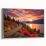 Framed canvas depicting a vintage-style landscape of British Columbia in muted earth tones.