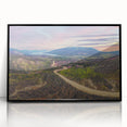 Large abstract wall art depicting a Yukon scenery in muted earth tones on a framed acrylic.