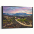 Black and white framed canvas depicting a vintage-style Yukon landscape, ideal for bedroom wall decor.