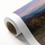Art deco poster of Yukon scenery in pastel shades on rolled canvas, ideal for nursery wall art or dining room decor.