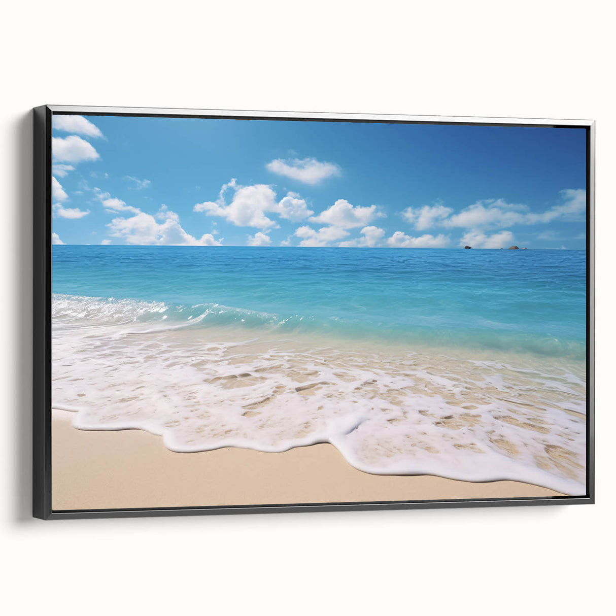 Black and white vintage poster art of Antigua landscape on framed canvas, ideal for bedroom wall decor.