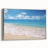 Landscape art painting of Antigua with colorful palette on silver-framed canvas, suitable for living room decor.