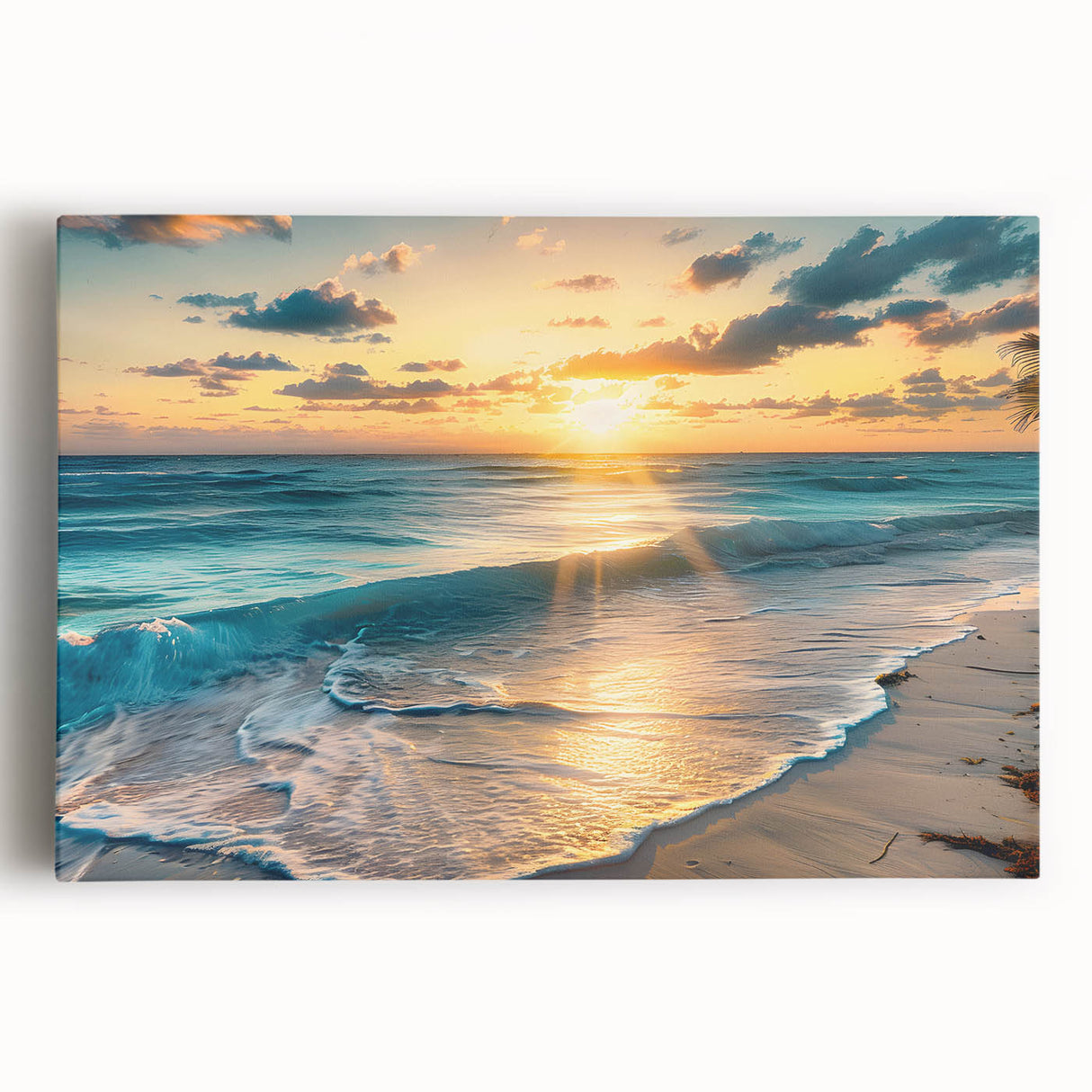 Black and white large art print of the Caribbean Bahamas scenery on stretched canvas.