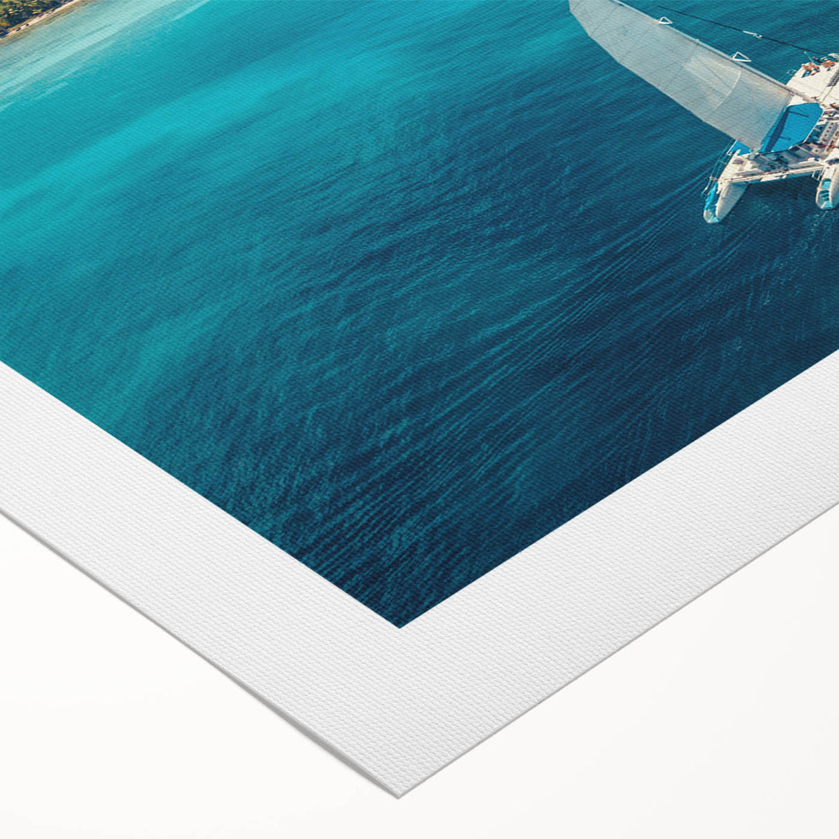 Art deco poster featuring a serene Caribbean scenery on rolled canvas, ideal for dining room decor.
