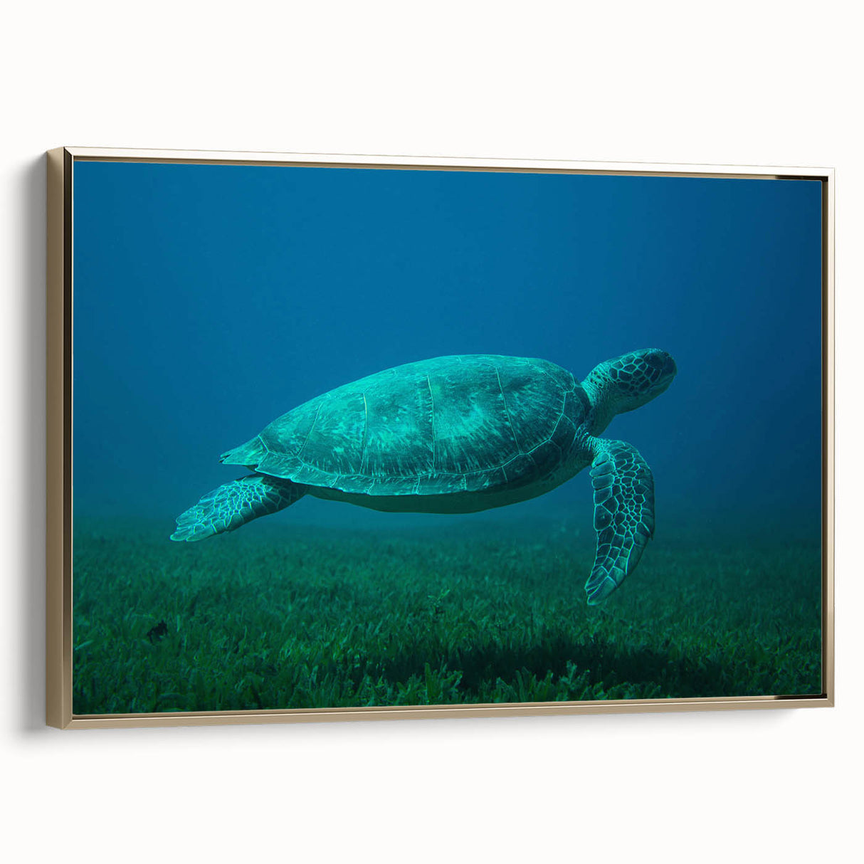 Vintage poster art of a Caribbean scenery on a framed canvas, with a mix of vibrant and muted tones.