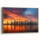 Framed canvas of a vintage-style landscape painting depicting Central America, in muted gold and black tones.
