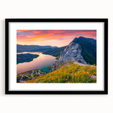 Extra large wall art featuring abstract art prints of European scenery in vibrant colors on a textured canvas.