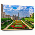 Acrylic print of a European cityscape in muted colors, ideal for dining room art.