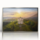 Large acrylic print of a mid-century modernist Czech Republic scenery in muted earth tones, ideal for modern art wall decor.