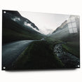 Acrylic print of a Cumbria, England landscape with muted green and blue tones, suitable for bedroom or dining room decor.