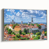 Framed canvas landscape art painting of a European scenery in Estonia, featuring muted earth tones.