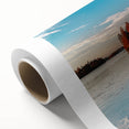 Art Deco poster featuring a serene Finnish landscape in soft pastel hues on rolled canvas, ideal for nursery wall art.