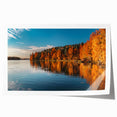 Extra large rolled print of a serene Finnish landscape, showing muted green and blue tones, ideal for art wall dining room.