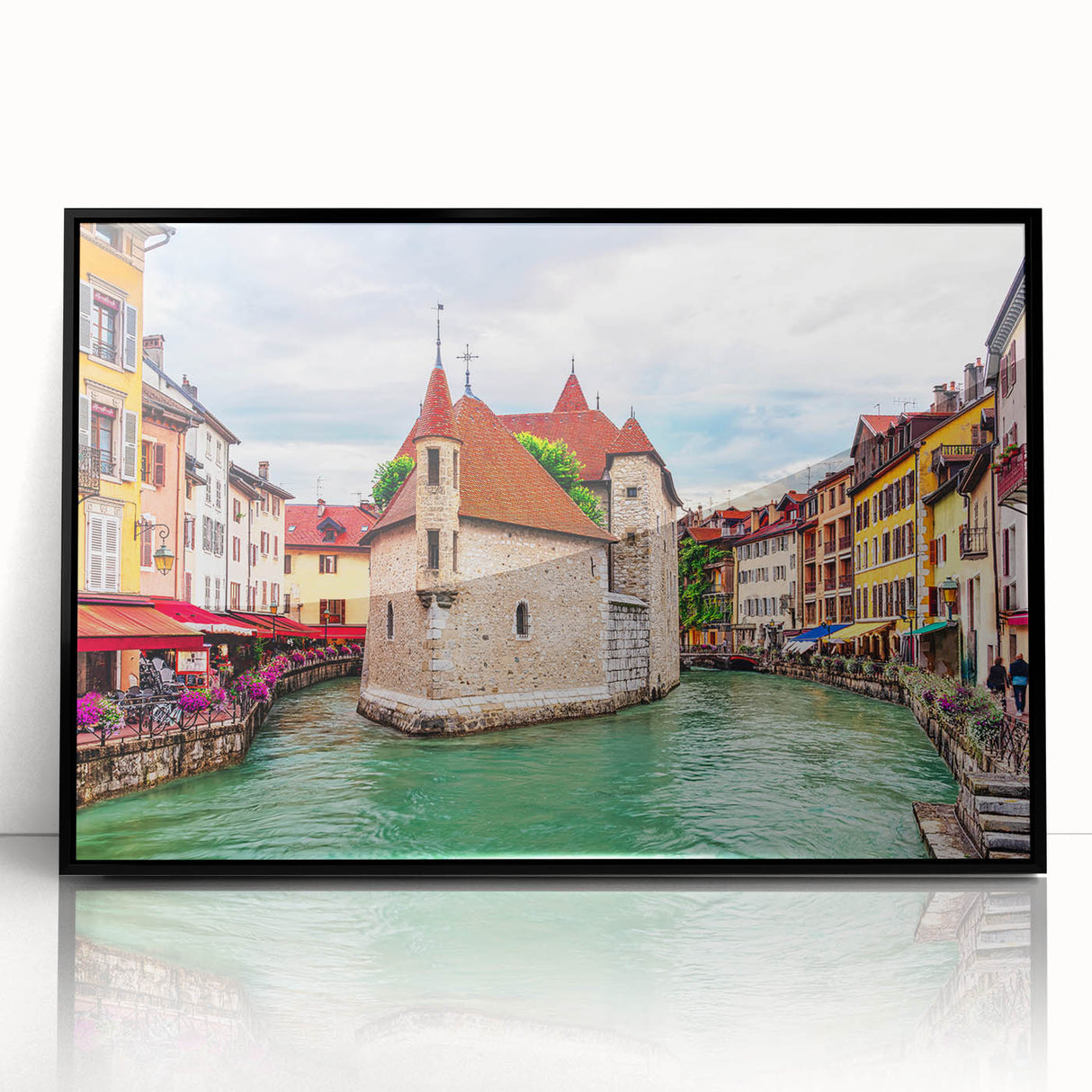 Large abstract wall art of the French Alps in muted earth tones on a framed acrylic, ideal for modern living room decor.