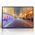 Large abstract wall art of Lyon, France in muted gray and blue tones on a framed acrylic, ideal for modern art wall decor.