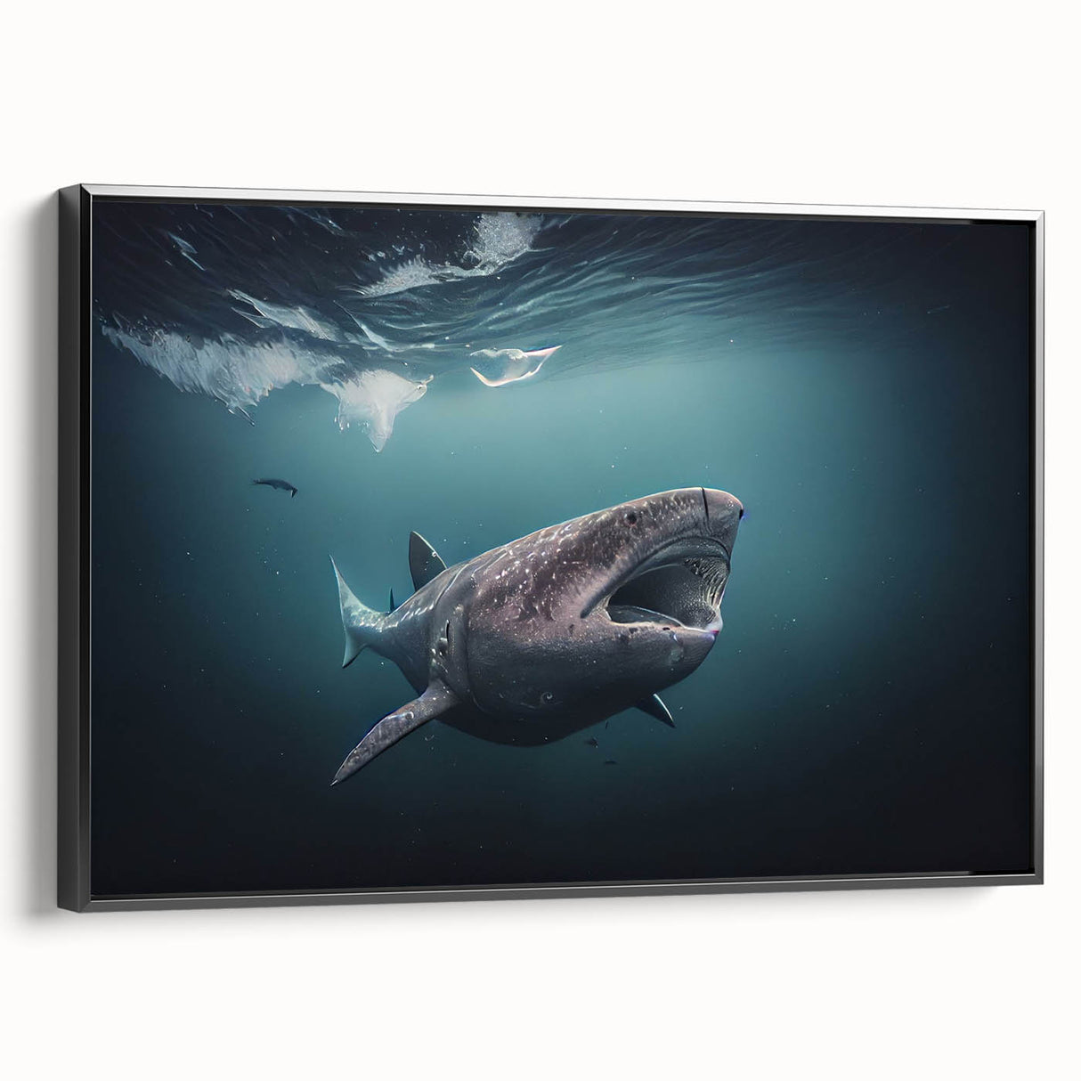 Black and white landscape art painting of Greenland on framed canvas, ideal for bedroom wall decor.