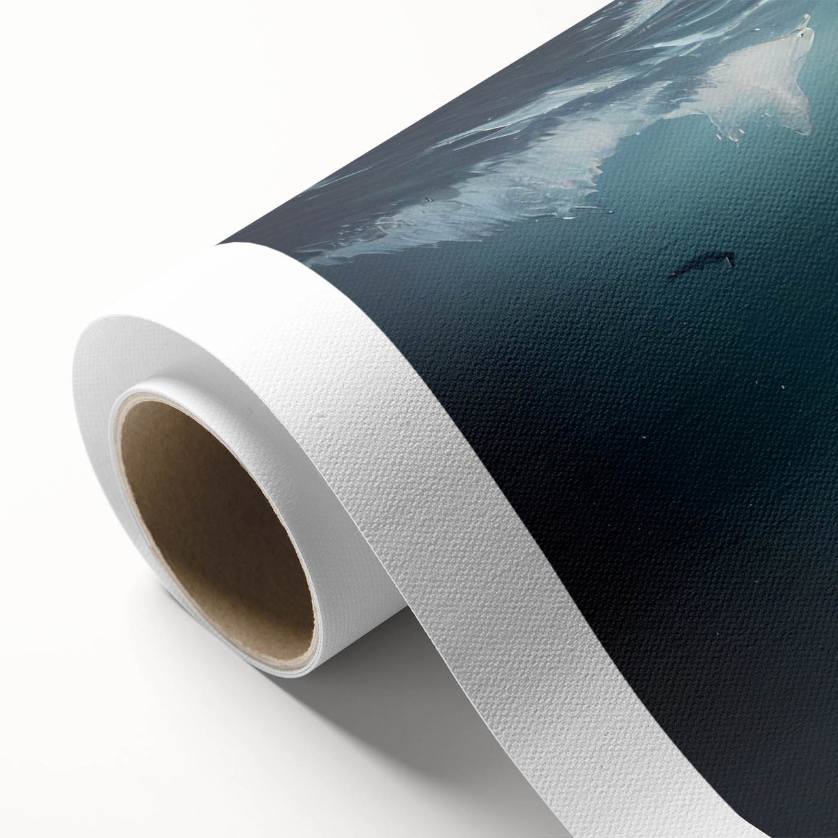 Art Deco poster of a serene Greenland landscape in soft green and blue tones on rolled canvas, ideal for nursery wall art.
