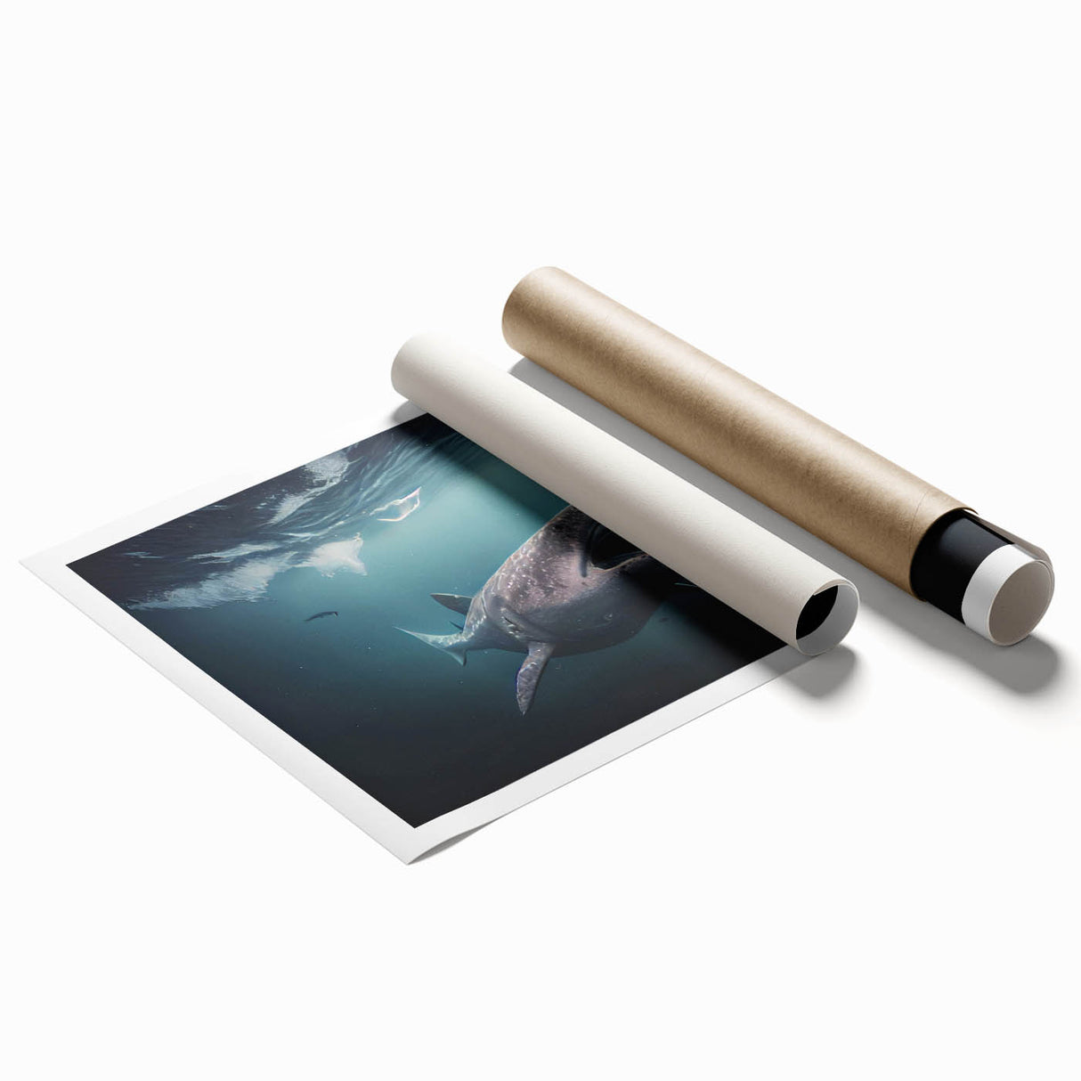 Extra large rolled print depicting a Greenland scenery with vivid green and blue tones, ideal for classy bathroom wall art.