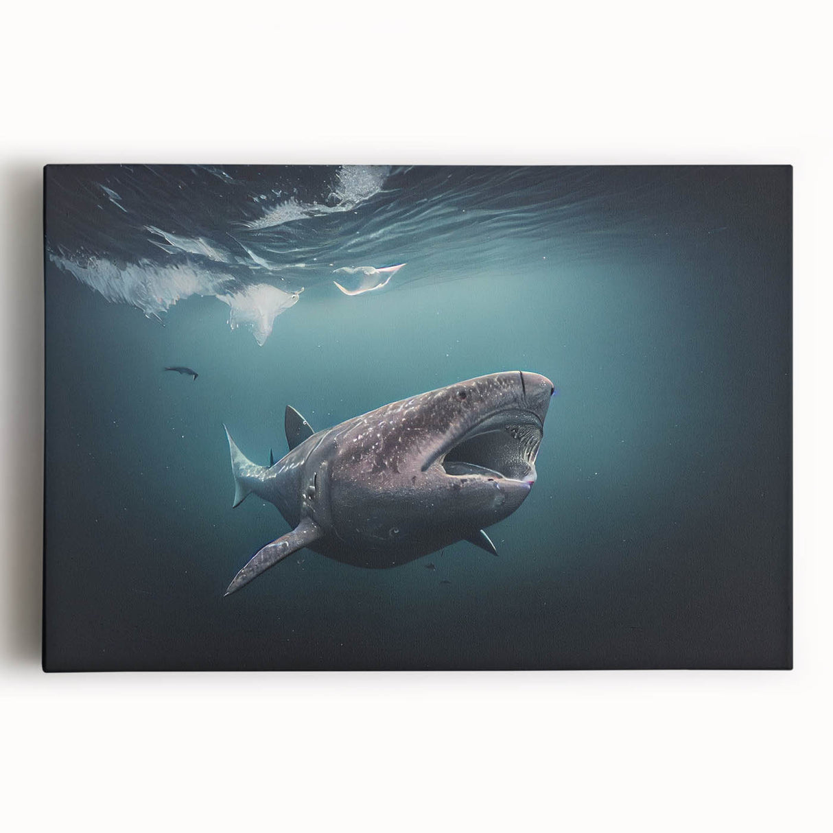 Black and white large canvas print of a serene Greenland landscape, ideal for kitchen wall art.