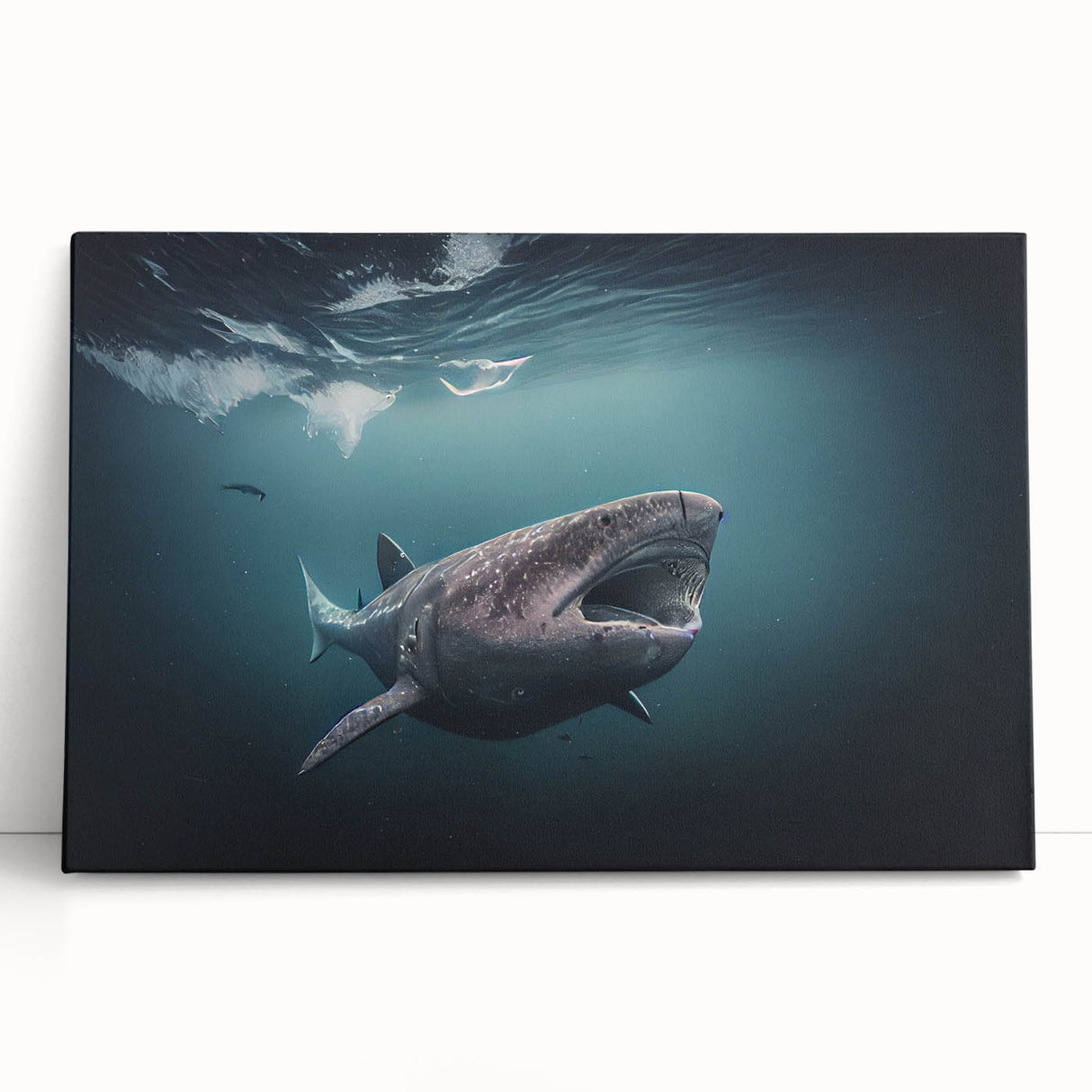 Black and white stretched canvas of a European Greenland landscape, ideal for kitchen wall art.