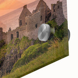 Acrylic print of a large abstract depiction of an Irish landscape in muted green and blue tones, ideal for dining room art.