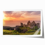 Rolled print of a European Irish landscape with muted green and gray tones, suitable for dining room wall art.
