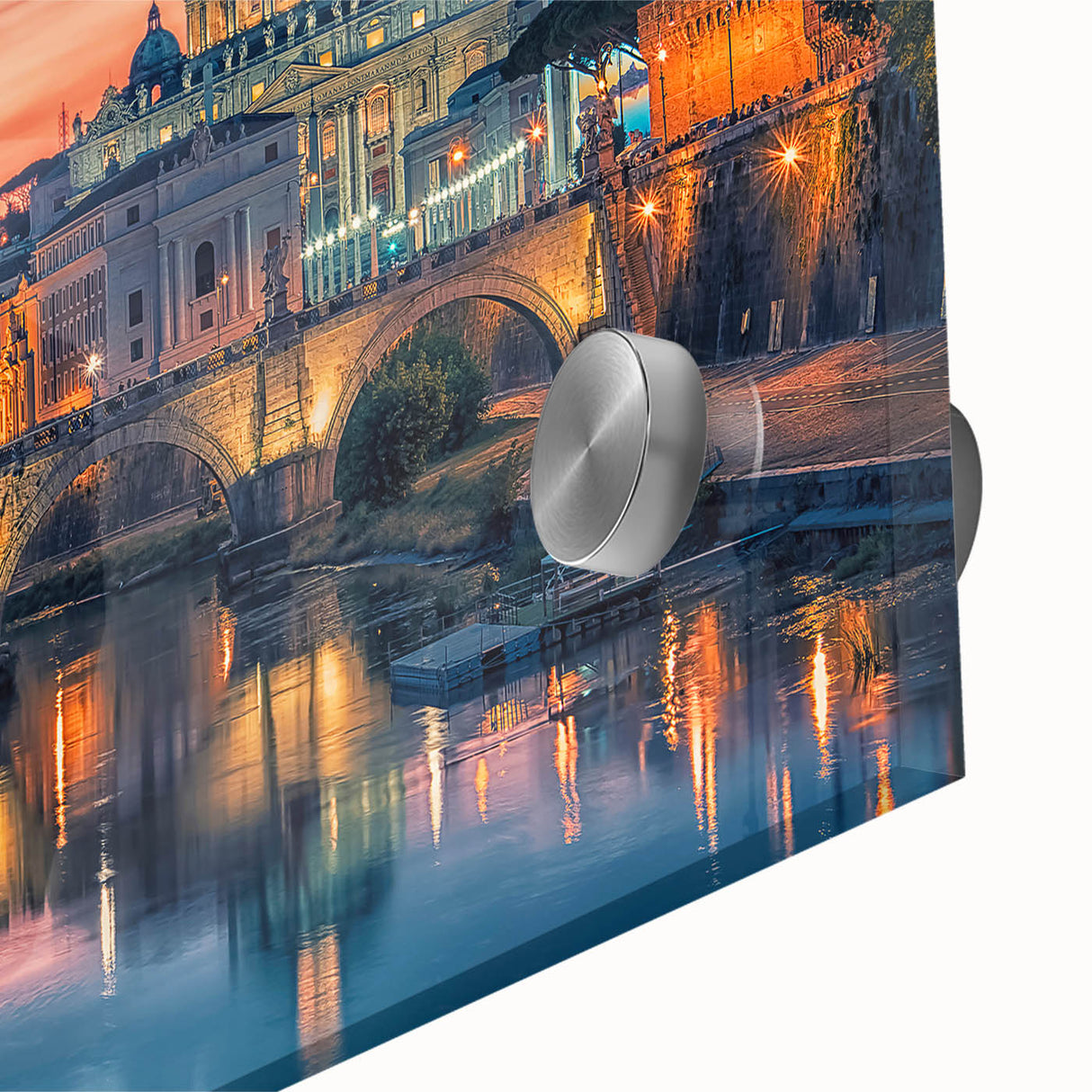 Acrylic print of a large abstract depiction of Rome with muted earth tones.