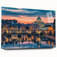 Acrylic print of a large abstract depiction of Rome, Italy, featuring muted earth tones, ideal for dining room decor.
