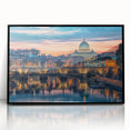 Large abstract wall art depicting a Rome scenery in muted earth tones on a framed acrylic.