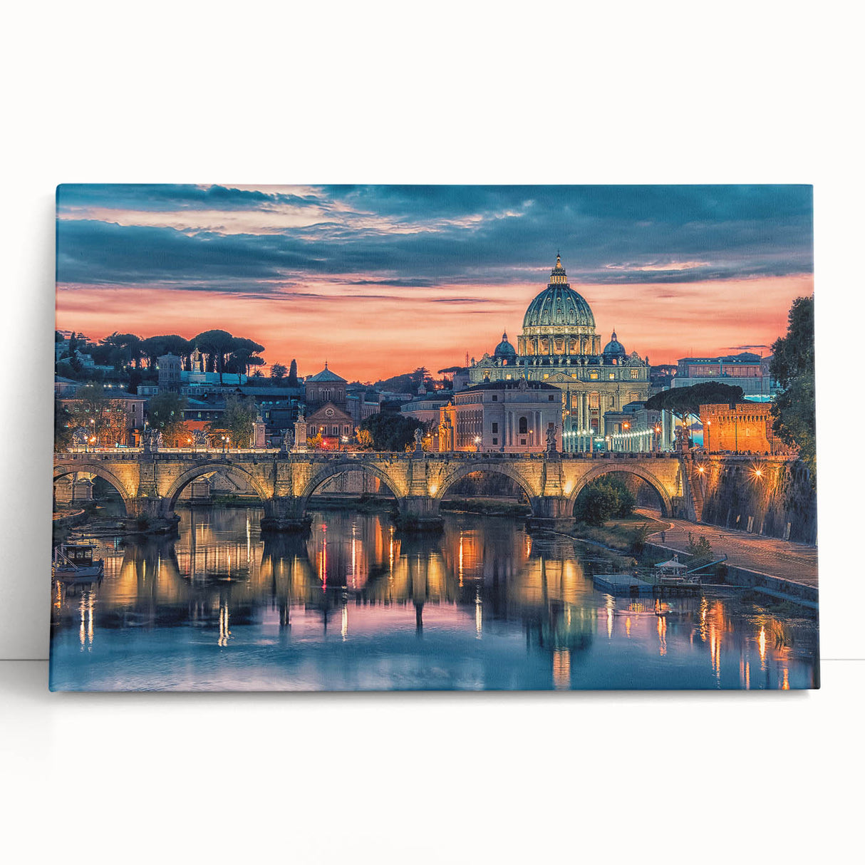 Black and white stretched canvas of Rome scenery, ideal for kitchen wall art.