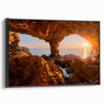 Black and white framed canvas featuring a vintage landscape painting of Sicilian scenery, ideal for bedroom decor.