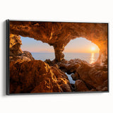 Black and white framed canvas featuring a vintage landscape painting of Sicilian scenery, ideal for bedroom decor.