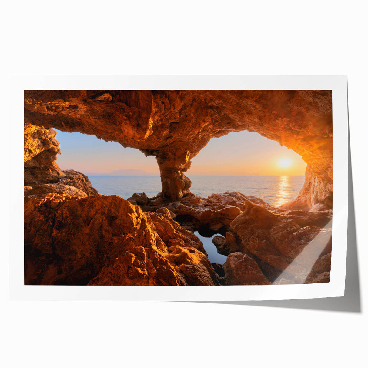 Extra large rolled print of a Sicilian landscape with vibrant floral elements, ideal for art wall dining room.